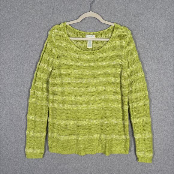 Caribbean Joe Sweater XL Lime Green Open Knit Sheer Textured Beachy Nautical - Picture 1 of 12